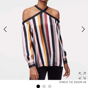 Striped off the shoulder halter blouse